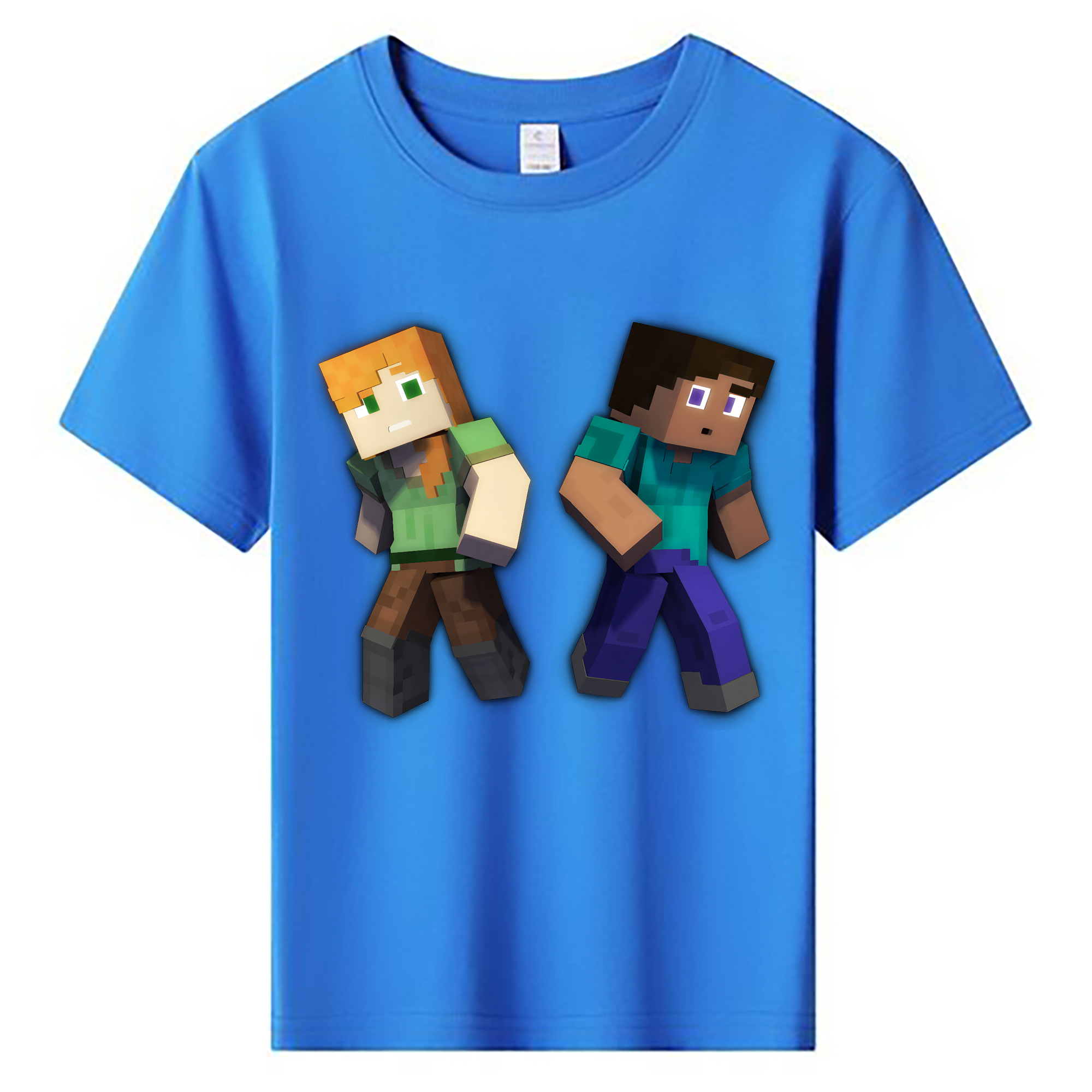 （画像用） マインクラフト ブロックの世界 Minecraft MC Block world 綿100％キッズTシャツ（フロントプリント）